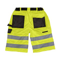 Yellow - Back - Result Core Mens Reflective Safety Cargo Shorts