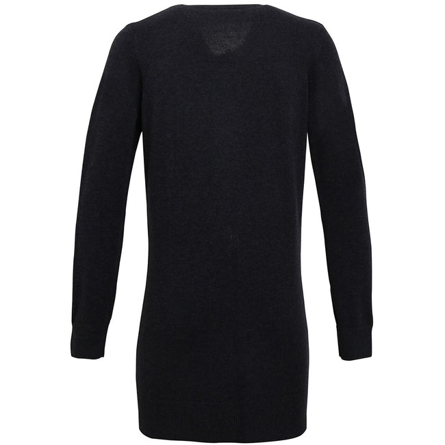 Charcoal - Back - Premier Womens-Ladies Longline V Neck Knitted Cardigan