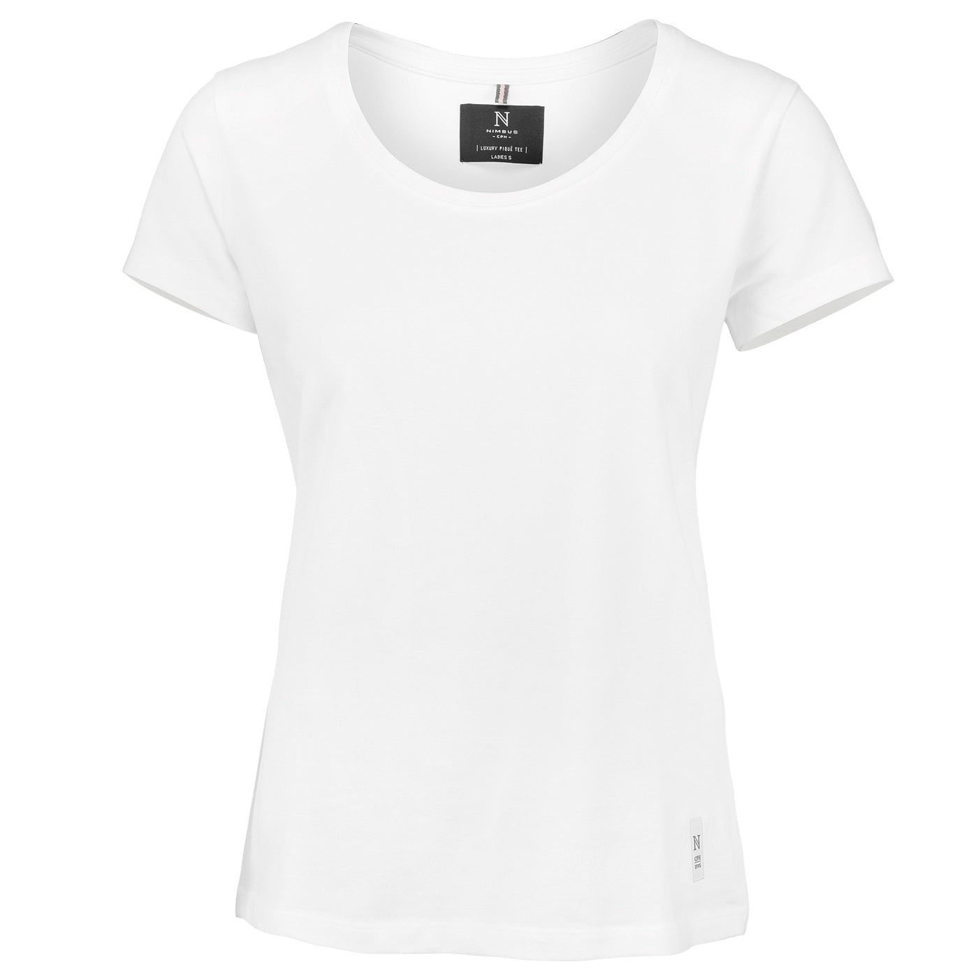 White - Front - Nimbus Womens-Ladies Danbury Pique Short Sleeve T-Shirt