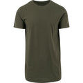 Olive - Front - Build Your Brand Mens Shaped Long Short Sleeve T-Shirt