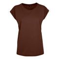 Chocolate Brown - Front - Build Your Brand Womens-Ladies Extended Shoulder T-Shirt