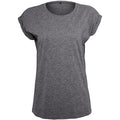 Charcoal - Front - Build Your Brand Womens-Ladies Extended Shoulder T-Shirt