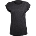 Black - Front - Build Your Brand Womens-Ladies Extended Shoulder T-Shirt