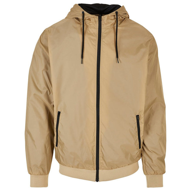 Union Beige-Black - Front - Build Your Brand Mens Zip Up Wind Runner Jacket