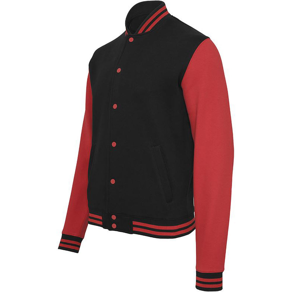 Black-Red - Lifestyle - Build Your Brand Mens Sweat College Jacket