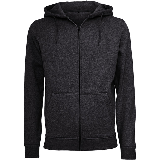 Black - Front - Build Your Brand Mens Heavy Zip Up Hoodie