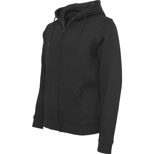 Black - Back - Build Your Brand Mens Heavy Zip Up Hoodie