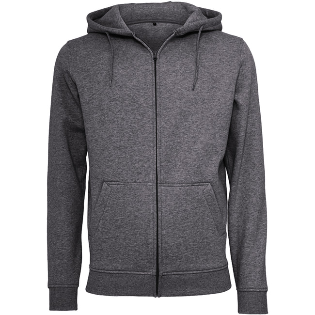 Charcoal - Front - Build Your Brand Mens Heavy Zip Up Hoodie