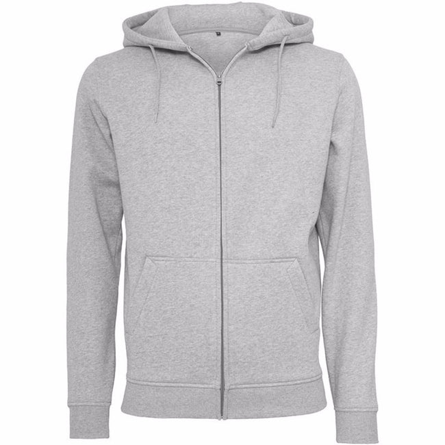 Heather Grey - Front - Build Your Brand Mens Heavy Zip Up Hoodie