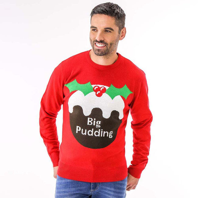 Red - Back - Christmas Shop Adults Big Pudding Jumper