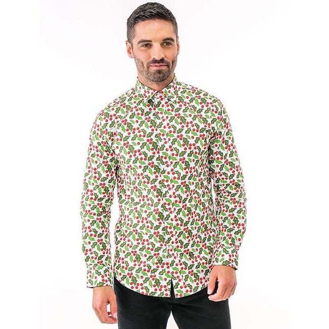 Holly White - Back - Christmas Shop Mens Printed Christmas Shirt