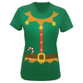 Green - Front - Christmas Shop Womens-Ladies Short Sleeve Elf Tshirt