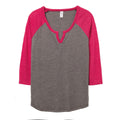 Vintage Coal-Vintage Pink - Front - Alternative Apparel Womens-Ladies Outfield Vintage 50-50 Long Sleeve T-shirt
