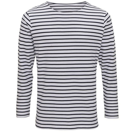 White-Navy - Front - Asquith & Fox Mens Mariniere Coastal Long Sleeve T-Shirt