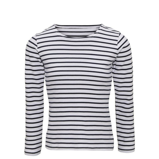 White-Navy - Front - Asquith & Fox Womens-Ladies Mariniere Coastal Long Sleeve T-Shirt