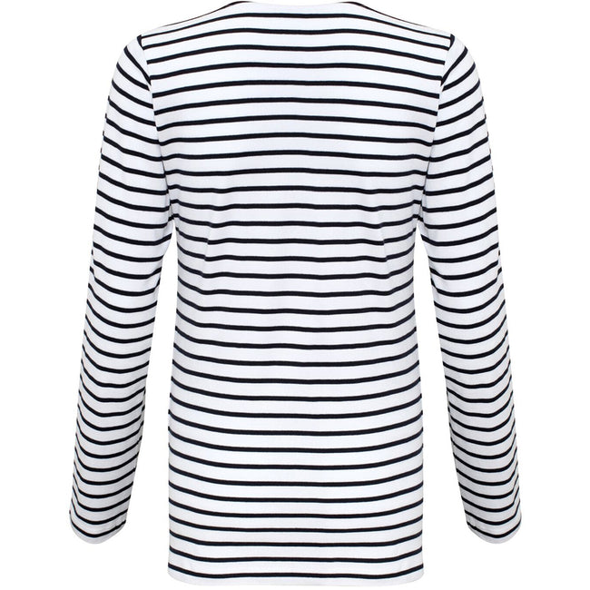White-Navy - Back - Asquith & Fox Womens-Ladies Mariniere Coastal Long Sleeve T-Shirt