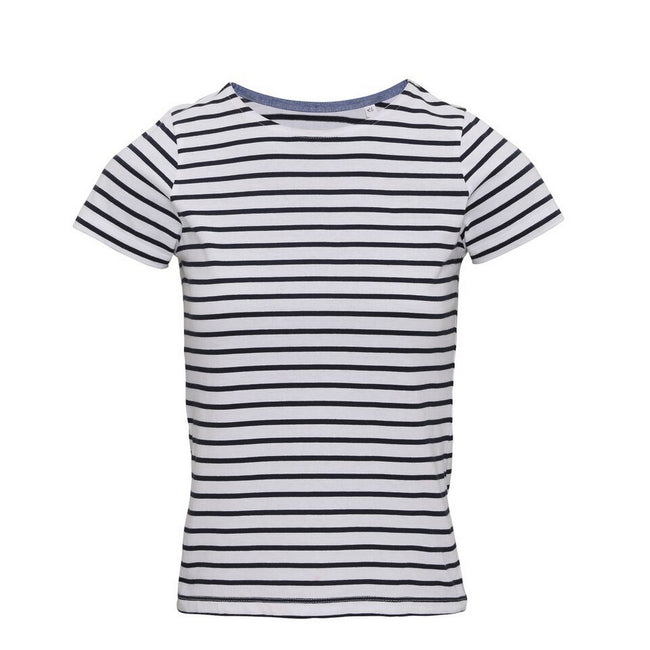 White-Navy - Front - Asquith & Fox Womens-Ladies Mariniere Coastal Short Sleeve T-Shirt