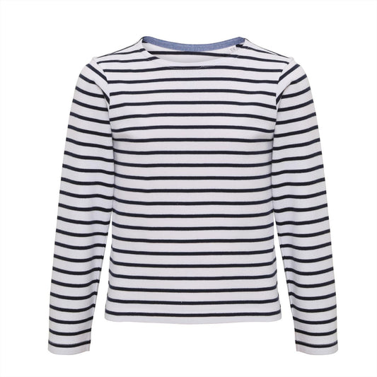 White-Navy - Front - Asquith & Fox Childrens-Kids Mariniere Coastal Long Sleeve T-Shirt