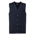 French Navy - Front - Russell Collection Mens V-neck Sleeveless Knitted Cardigan