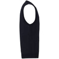 Black - Back - Russell Collection Mens V-neck Sleeveless Knitted Cardigan