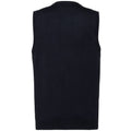 Black - Side - Russell Collection Mens V-neck Sleeveless Knitted Cardigan
