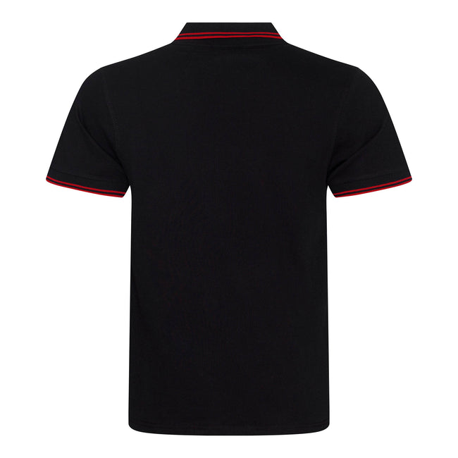 Black-Red - Back - AWDis Mens Stretch Tipped Polo Shirt