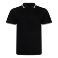 Black-White - Front - AWDis Mens Stretch Tipped Polo Shirt