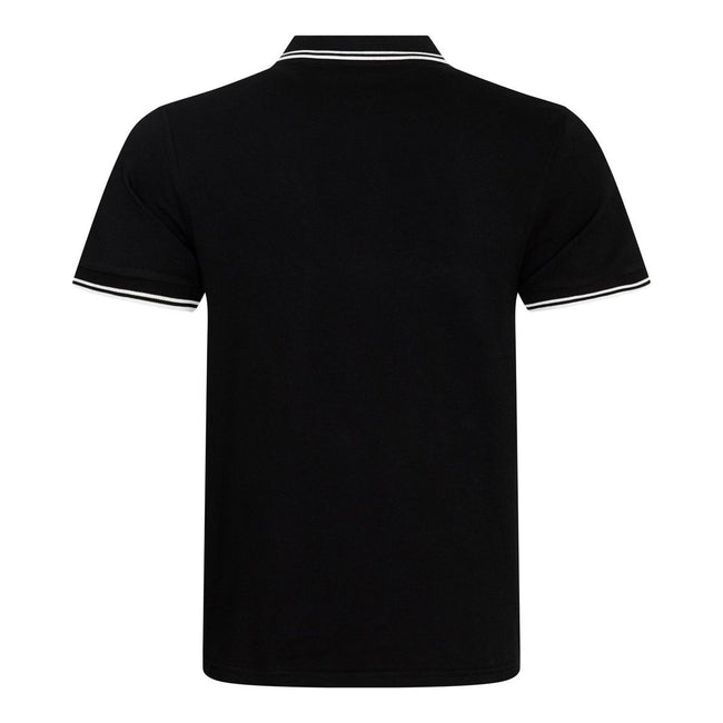 Black-White - Back - AWDis Mens Stretch Tipped Polo Shirt