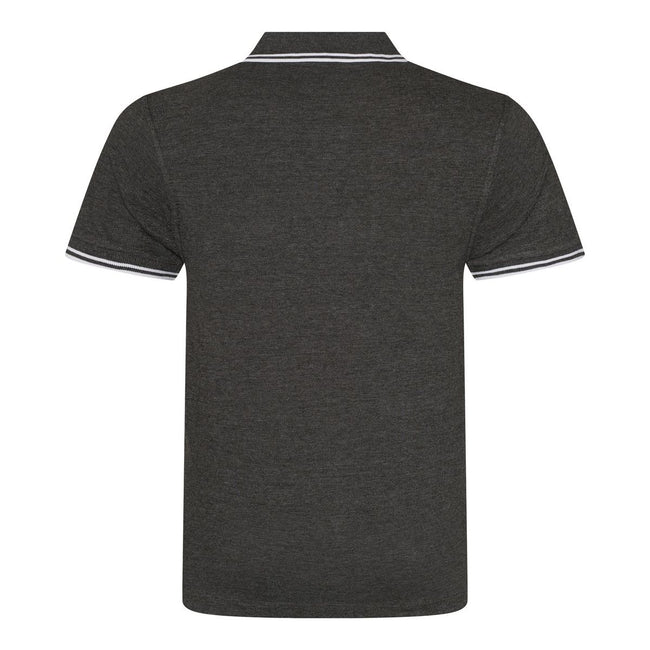 Charcoal- White - Back - AWDis Mens Stretch Tipped Polo Shirt