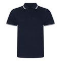 Navy-White - Front - AWDis Mens Stretch Tipped Polo Shirt