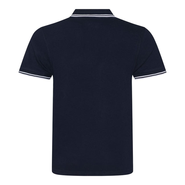 Navy-White - Back - AWDis Mens Stretch Tipped Polo Shirt