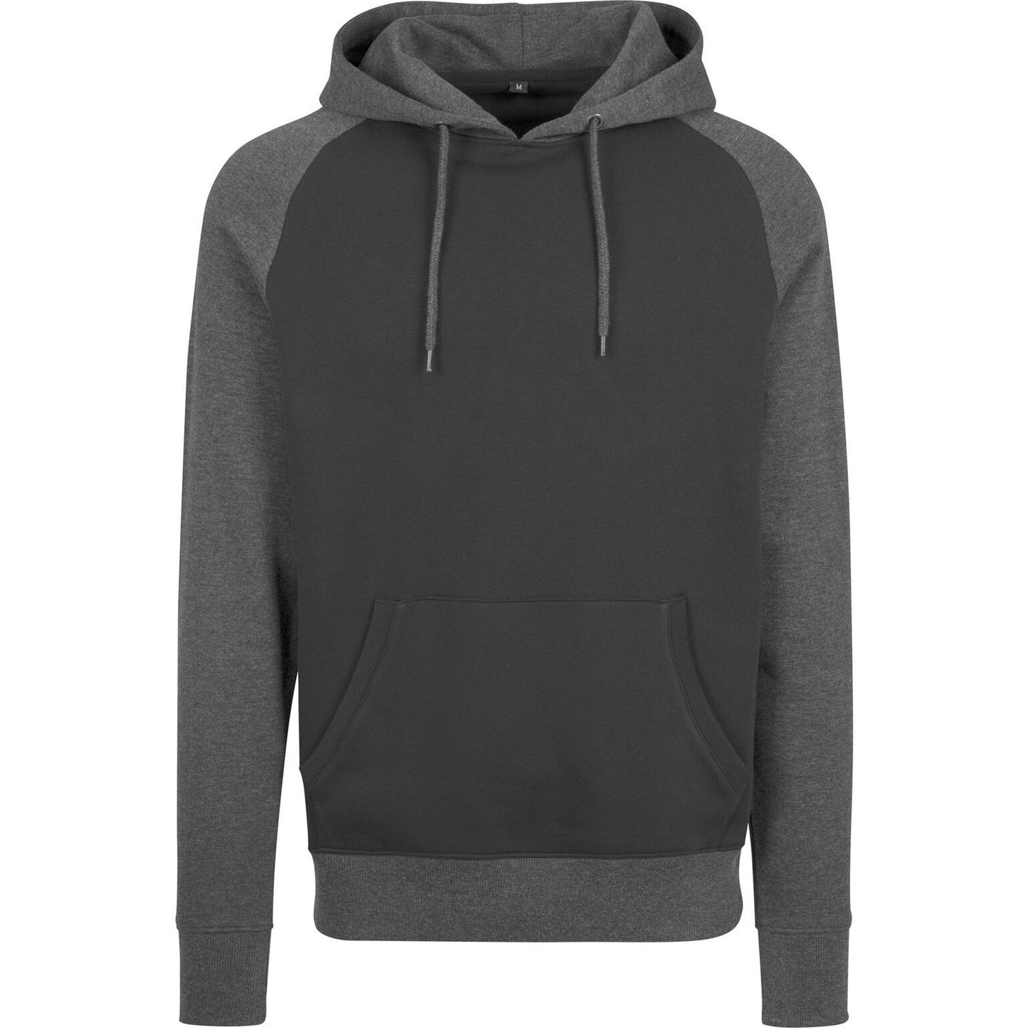 Black-Charcoal - Front - Build Your Brand Mens Raglan Hoodie