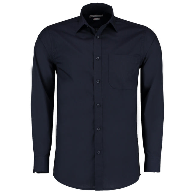 Dark Navy - Front - Kustom Kit Mens Long Sleeve Poplin Shirt