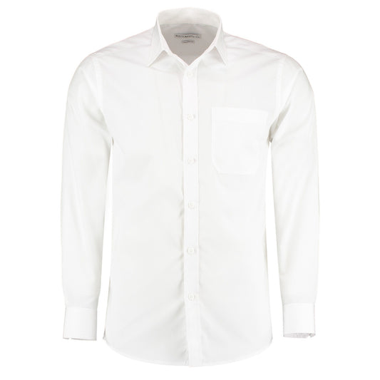 White - Front - Kustom Kit Mens Long Sleeve Poplin Shirt