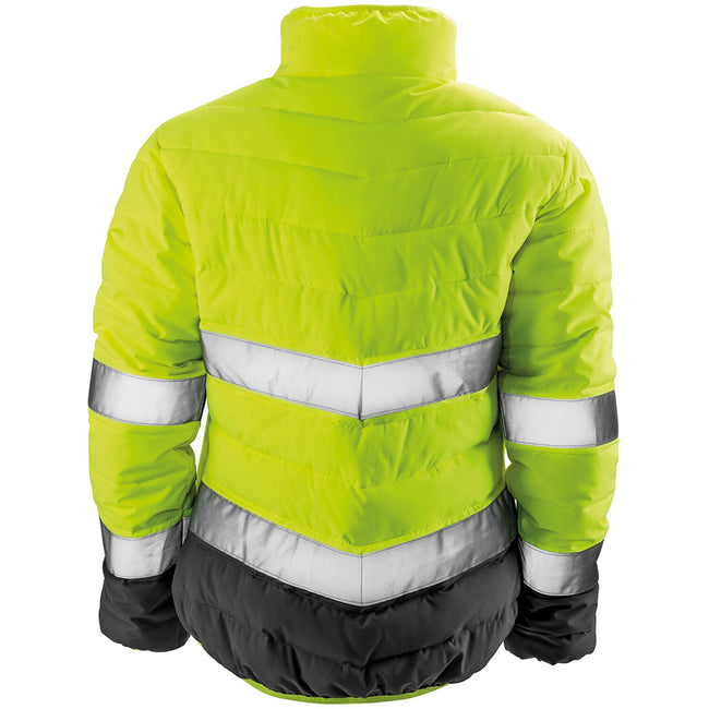 Fluorescent Yellow-Grey - Back - Result Safeguard Womens-Ladies Soft Padded Safety Jacket