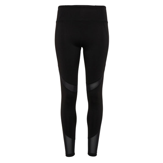 Black - Front - TriDri Womens-Ladies Mesh Tech Panel Full-Length Leggings