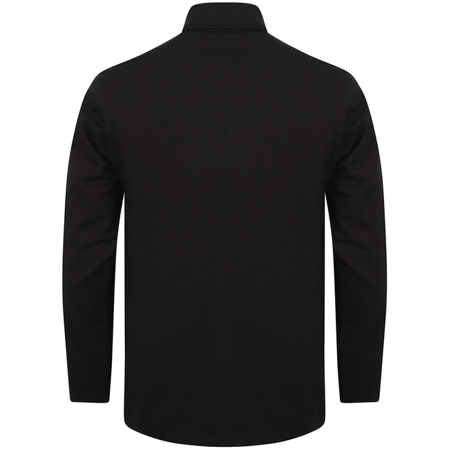 Navy - Back - Henbury Mens Long Sleeve Cotton Rich Roll Neck Top - Sweatshirt