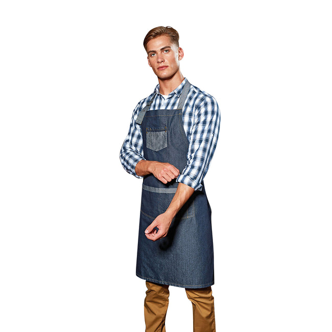 Indigo Denim - Back - Premier Unisex Domain Contrast Denim Bib Apron