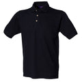 Navy - Front - Henbury Mens Classic Plain Polo Shirt With Stand Up Collar