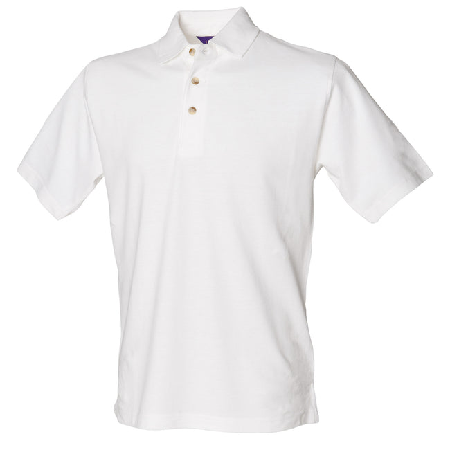 White - Front - Henbury Mens Classic Plain Polo Shirt With Stand Up Collar