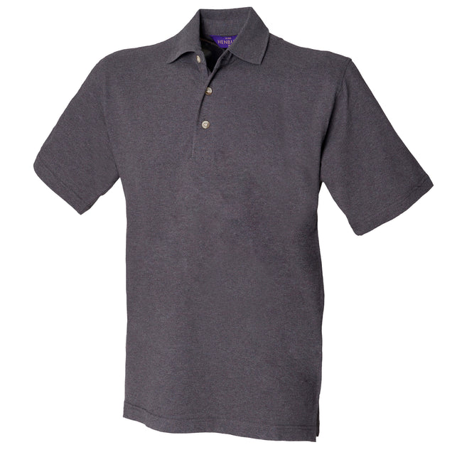 Charcoal - Front - Henbury Mens Classic Plain Polo Shirt With Stand Up Collar
