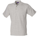 Heather Grey - Front - Henbury Mens Classic Plain Polo Shirt With Stand Up Collar