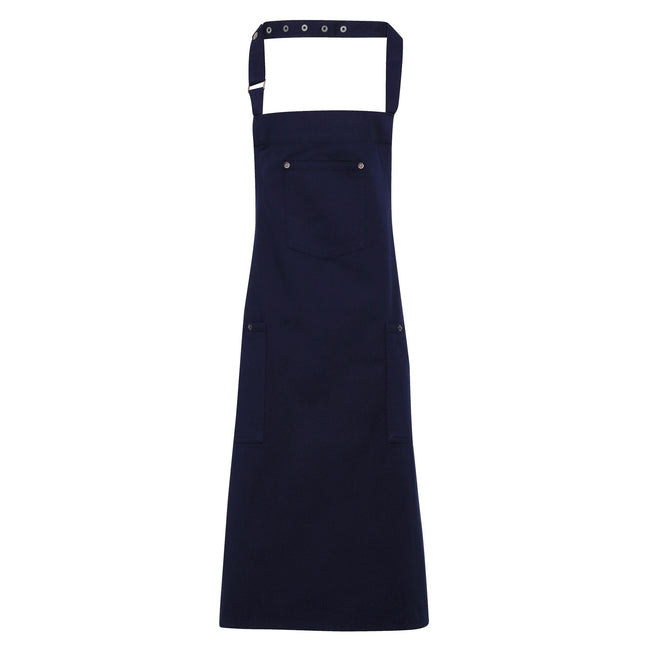 Navy - Front - Premier Unisex Chino Cotton Bib Apron