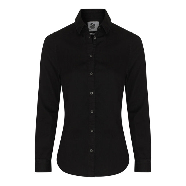 Black - Front - AWDis So Denim Womens-Ladies Lucy Denim Shirt