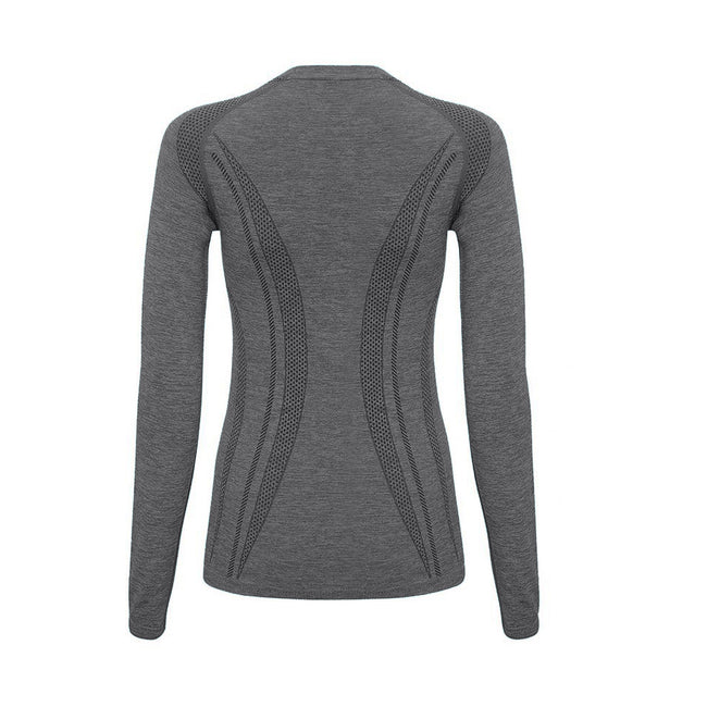 Charcoal - Back - TriDri Womens-Ladies Seamless 3D Fit Multi Sport Performance Long Sleeve Top