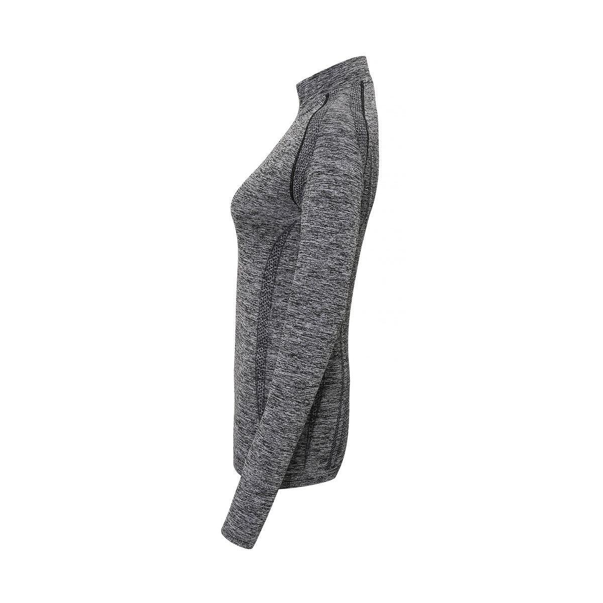 Charcoal - Side - TriDri Womens-Ladies Seamless 3D Fit Multi Sport Performance Zip Top