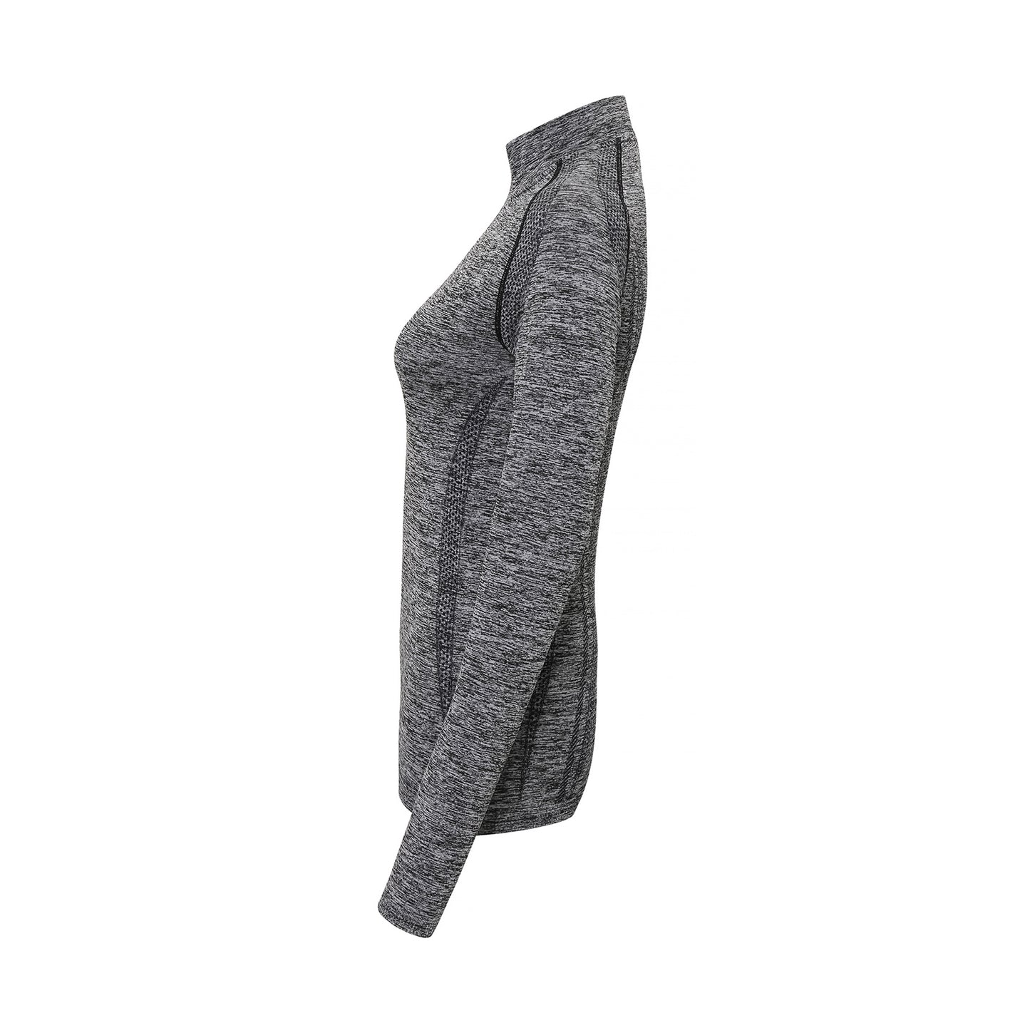 Charcoal - Side - TriDri Womens-Ladies Seamless 3D Fit Multi Sport Performance Zip Top