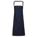 Indigo Denim - Front - Premier Unisex Adults District Waxed Look Denim Bib Apron