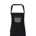 Black Denim - Back - Premier Unisex Adults Division Waxed Look Faux Leather Denim Bib Apron