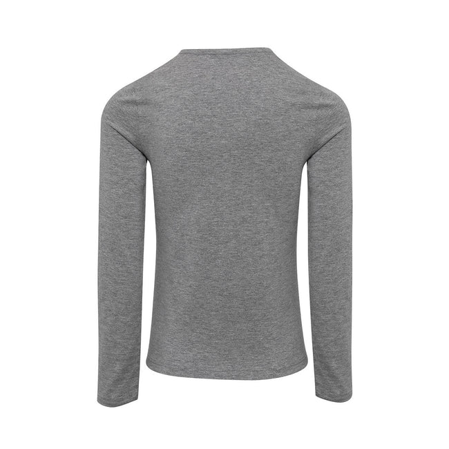 Grey Marl - Back - Premier Womens-Ladies Long John Roll Sleeve Tee